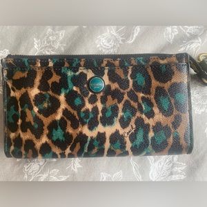 Teal Coach Animal Print Wallet